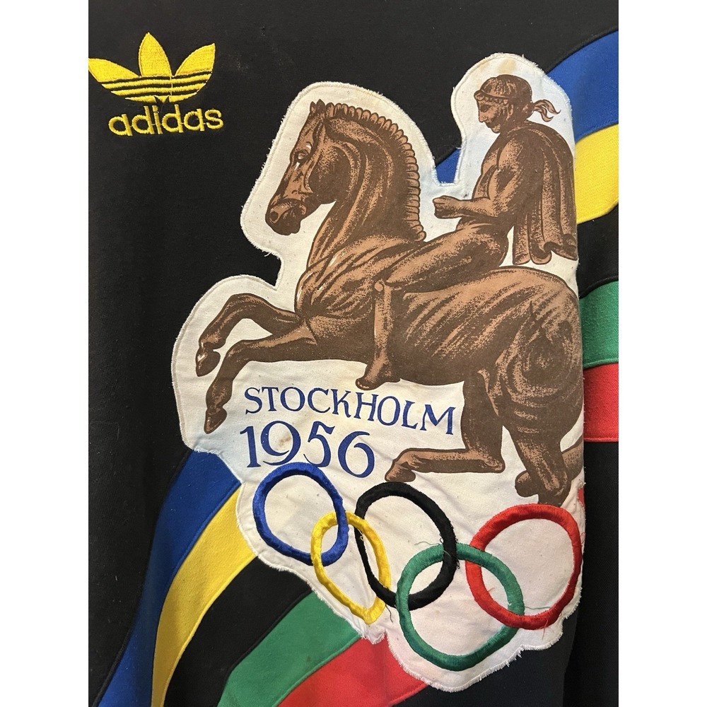 Vintage 80's Adidas Sweatshirt Men medium  1956 Stockholm Helsinki Olympics Crew - Picture 2 of 7
